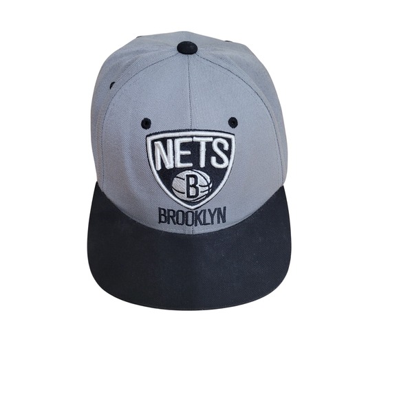 Mitchell & Ness Other - Mitchell & Ness Brooklyn Nets Snapback Hat Mens Grey Black NBA Basketball Cap